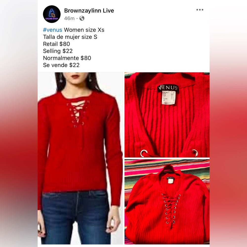 #venus Women size Xs 
Talla de mujer size Xs